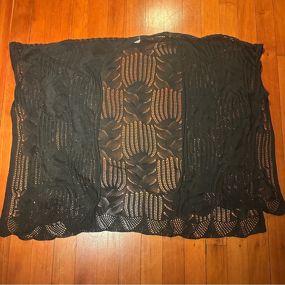Maurices Black Knit Cardigan Open Lace Shawl Goth Whimisical